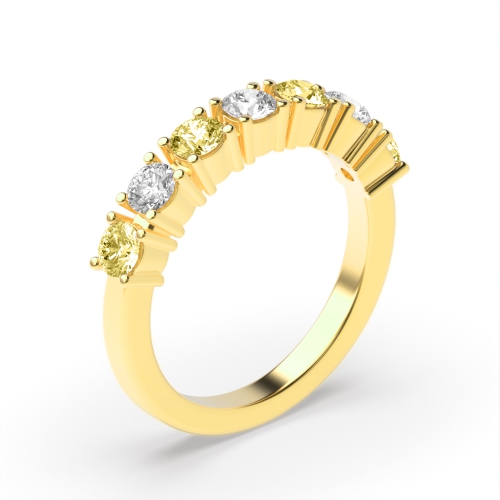 Elevate your style with 4 Prong set Round Lab Created Fancy 7 Stone Ring