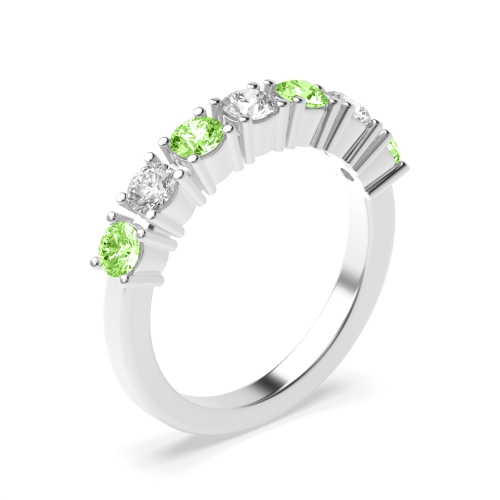 4 Prong Round Alterna-Beam Green Lab Grown Diamond Rings