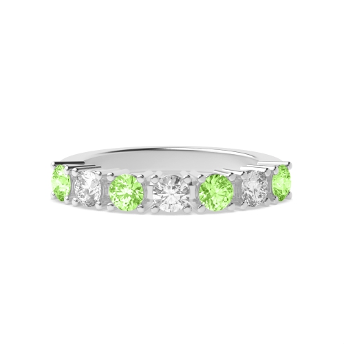 4 Prong Round Alterna-Beam Green Lab Grown Diamond Rings