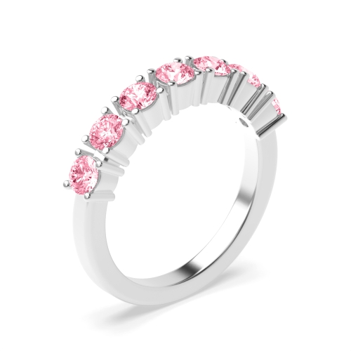 4 Prong Round Pink Lab Grown Seven Stone Diamond Ring