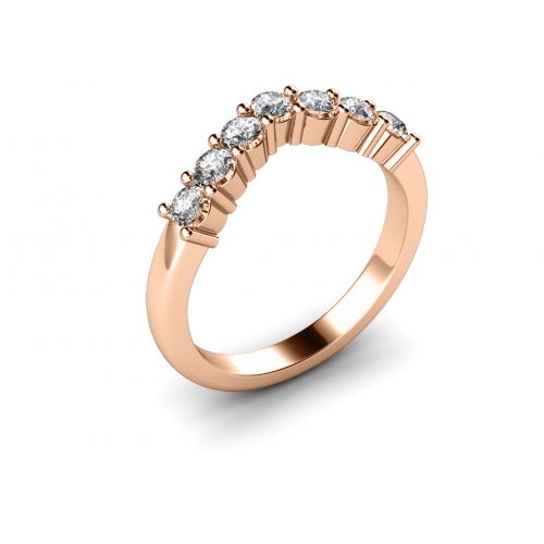 4 Prong Round Rose Gold Seven stone shared prongs Diamond Rings