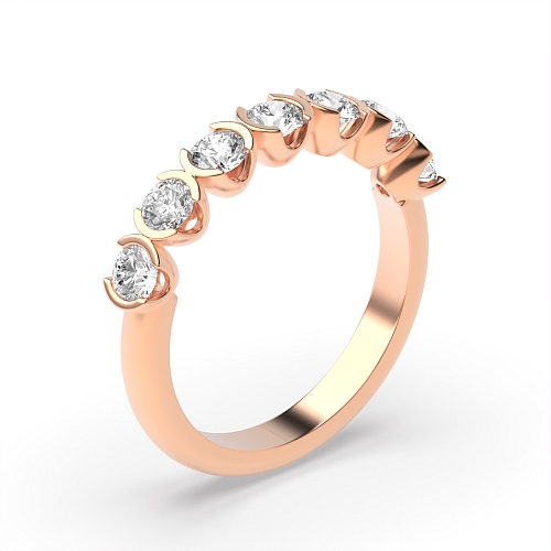 Bezel Setting Round Rose Gold Veil radiance Diamond Rings