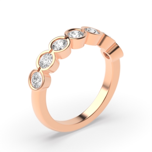 Bezel Setting Round Rose Gold Harmony bands Diamond Rings