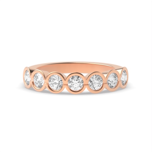 Bezel Setting Round Rose Gold Harmony bands Diamond Rings