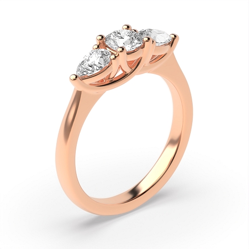 Round/Pear Rose Gold Crossover claws Engagement Rings