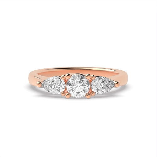 Round/Pear Rose Gold Crossover claws Engagement Rings