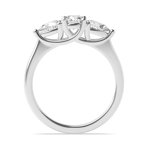 Round/Pear Crossover claws Trilogy Engagement Rings