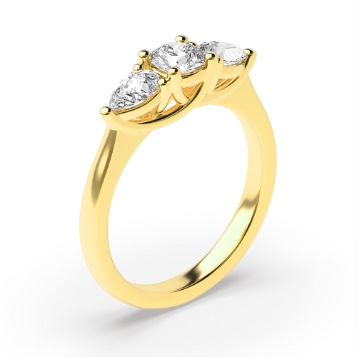 Round/Pear Yellow Gold Crossover claws Engagement Rings