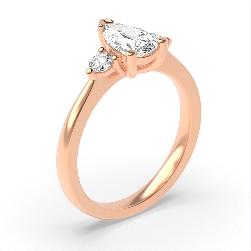 Prong Pear Rose Gold Triad lace Trilogy Engagement Rings