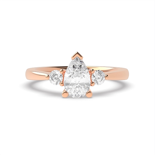 Prong Pear Rose Gold Triad lace Trilogy Engagement Rings