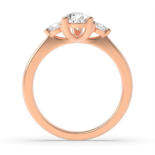 Prong Pear Rose Gold Triad lace Trilogy Engagement Rings