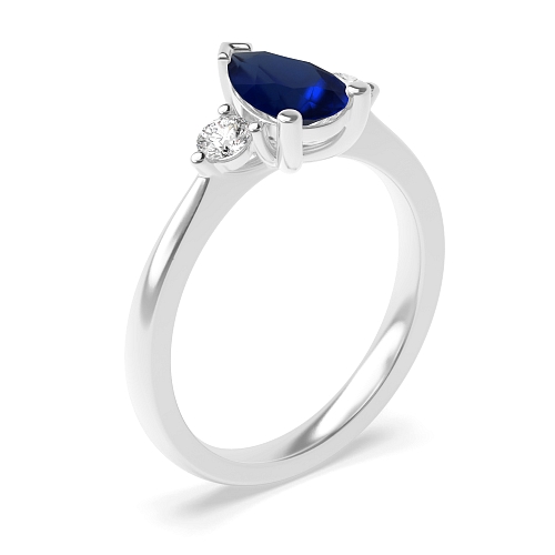 Prong Pear Triad lace Blue Sapphire Engagement Rings