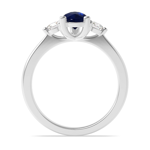 Prong Pear Triad lace Blue Sapphire Engagement Rings