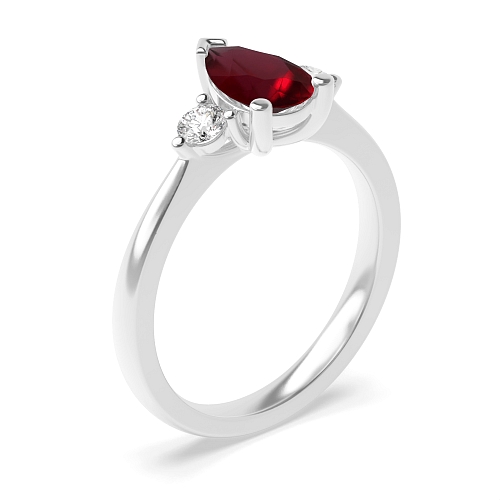 Prong Pear Triad lace Ruby Engagement Rings