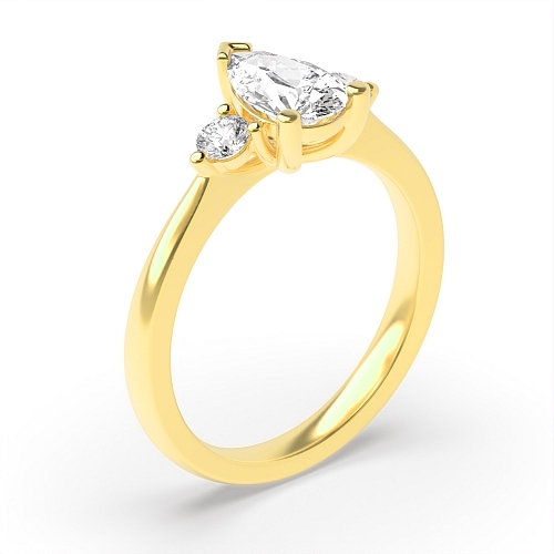 Prong Pear Yellow Gold Triad lace Engagement Rings