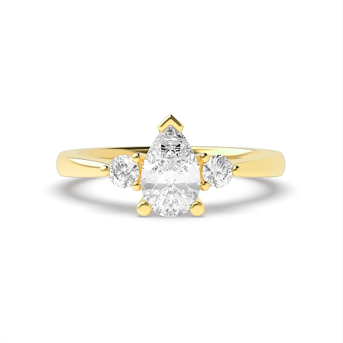 Prong Pear Yellow Gold Triad lace Engagement Rings