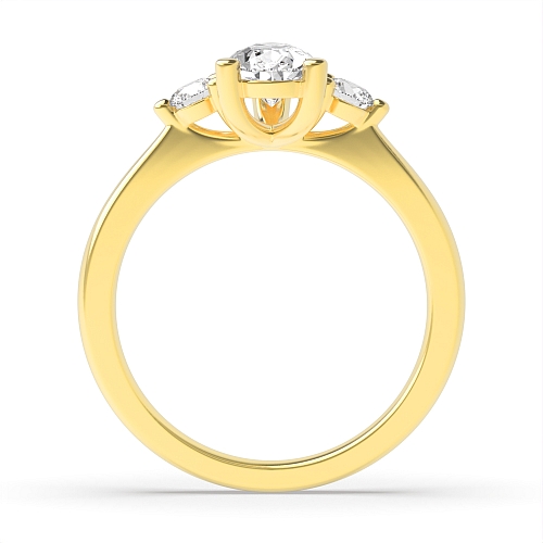 Prong Pear Yellow Gold Triad lace Engagement Rings