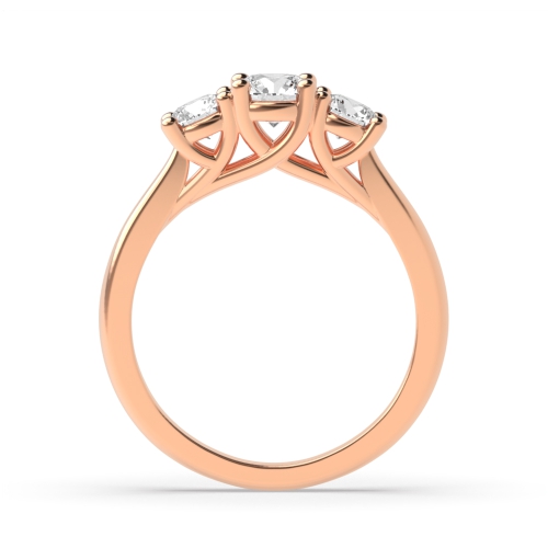 4 Prong Rose Gold Three Stone Engagement Ring