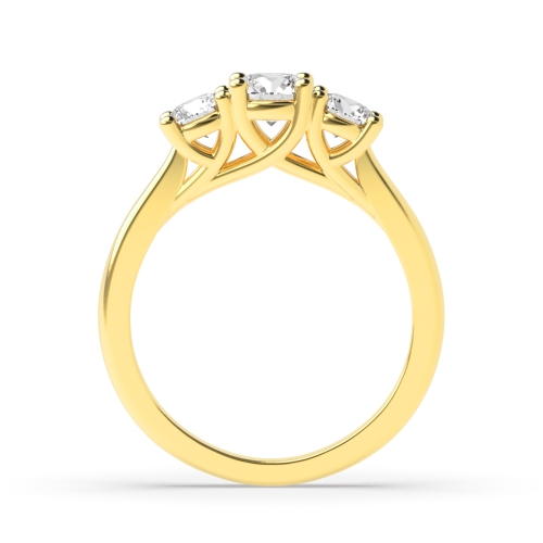4 Prong Yellow Gold Three Stone Diamond Ring