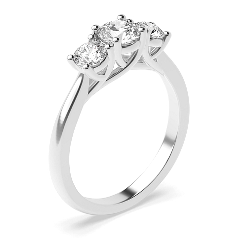 4 Prong Cross Over Claws Three Stone Engagement Ring