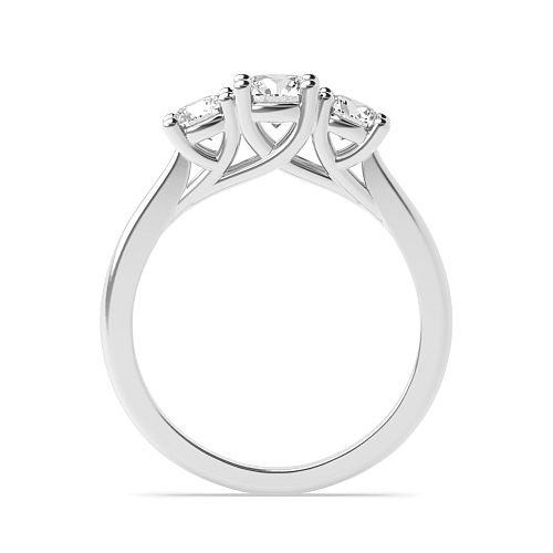 4 Prong Platinum Cross Over Claws Three Stone Engagement Ring