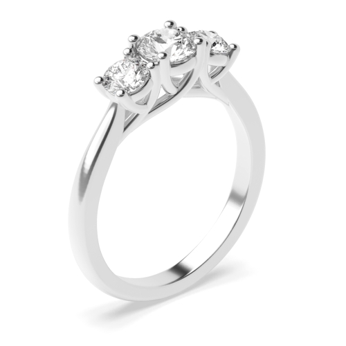 4 Prong Cross Over Claws Three Stone Engagement Ring