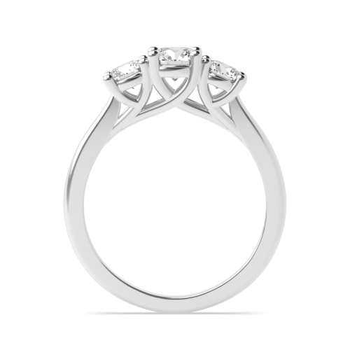 4 Prong Cross Over Claws Lab Grown Diamond Three Stone Engagement Ring