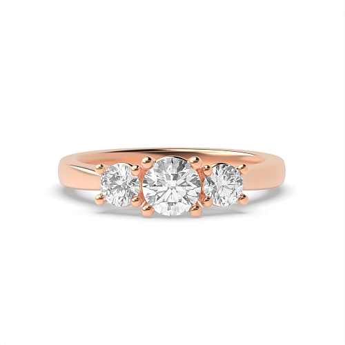 4 Prong Round Rose Gold Separate claws raised Trilogy Engagement Rings