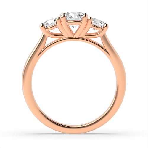 4 Prong Round Rose Gold Separate claws raised Trilogy Engagement Rings