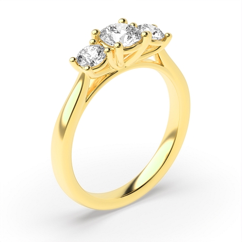 4 Prong Round Yellow Gold Separate claws raised Engagement Rings