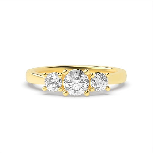 4 Prong Round Yellow Gold Separate claws raised Engagement Rings