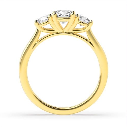 4 Prong Round Yellow Gold Separate claws raised Engagement Rings