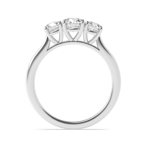 4 Prong Round White Gold Three Stone Engagement Ring