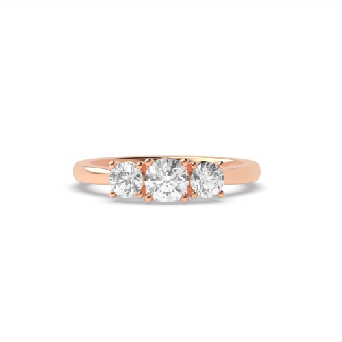 Round Rose Gold High set graduated Trilogy Engagement Rings