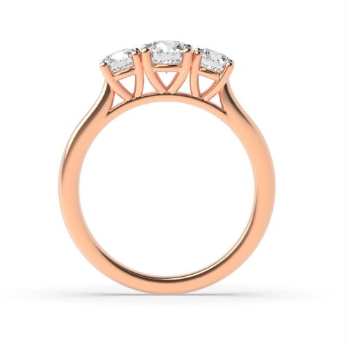 Round Rose Gold High set graduated Trilogy Engagement Rings