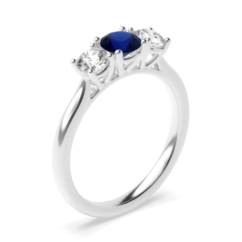 Round High set graduated Blue Sapphire Engagement Rings