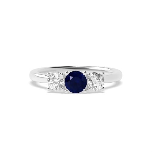 Round High set graduated Blue Sapphire Engagement Rings