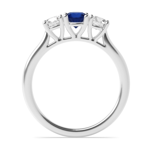 Round High set graduated Blue Sapphire Engagement Rings