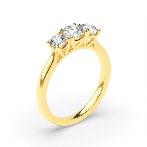 Round Yellow Gold High set graduated Engagement Rings