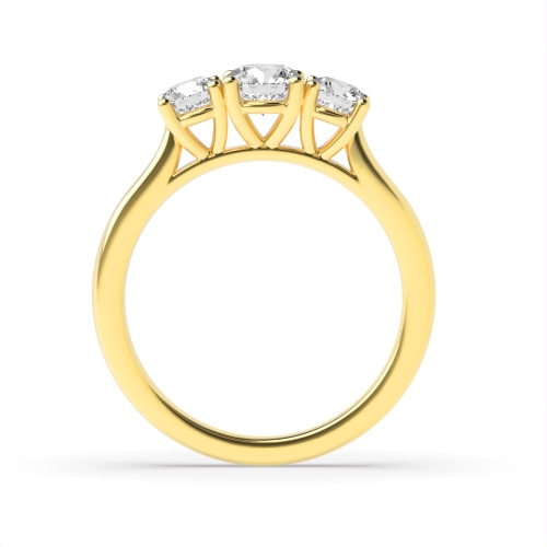 Round Yellow Gold High set graduated Engagement Rings
