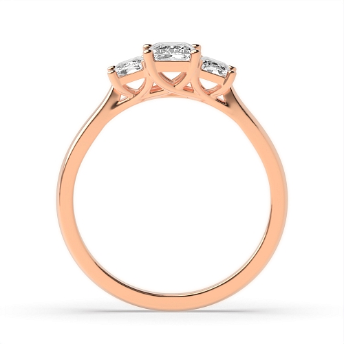 4 Prong Emerald Rose Gold Crossover claws Trilogy Engagement Rings