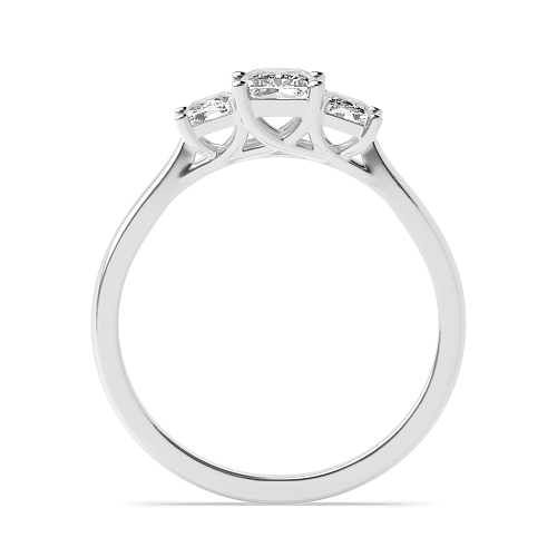 4 Prong Emerald Crossover claws Trilogy Engagement Rings