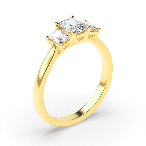 Emerald Yellow Gold Crossover claws Engagement Rings