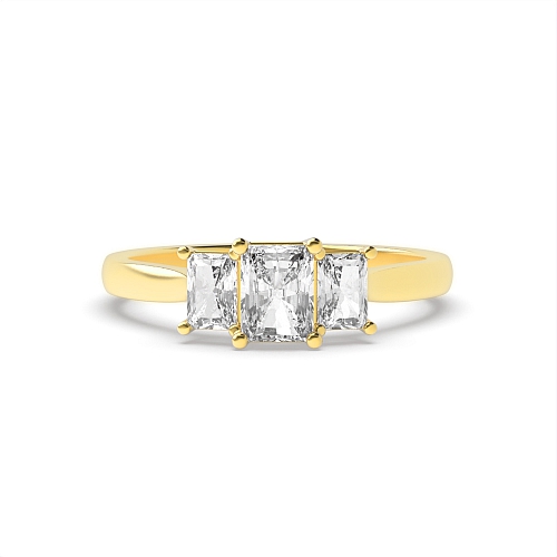 Emerald Yellow Gold Crossover claws Engagement Rings