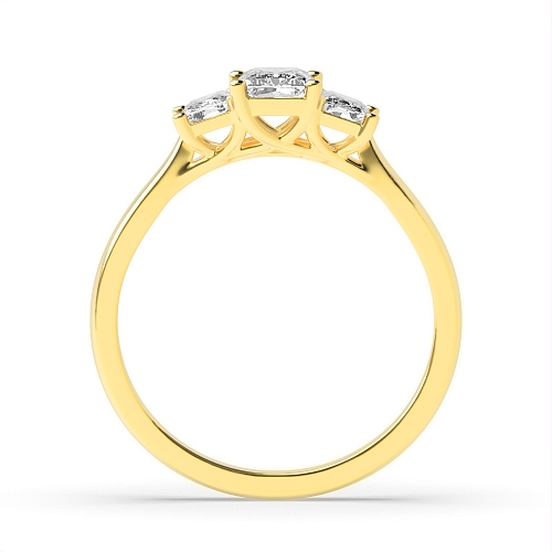 Emerald Yellow Gold Crossover claws Engagement Rings
