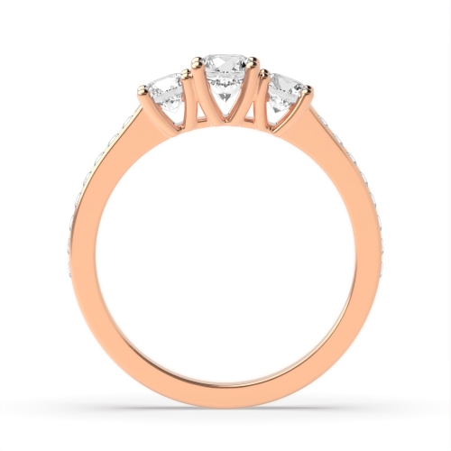 4 Prong Rose Gold Three Stone Engagement Ring