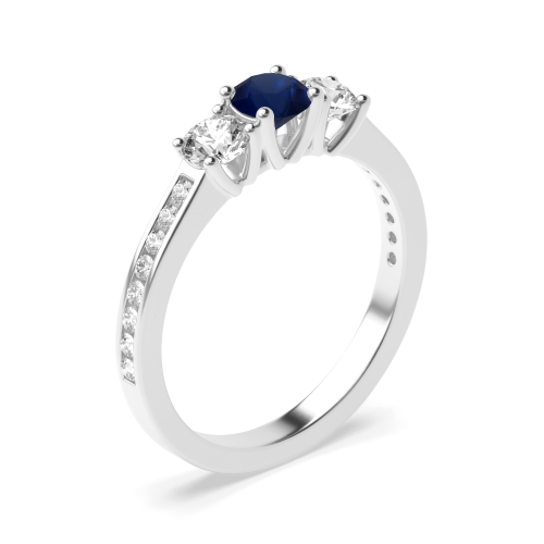 Prong Setting Round Trilogy Engagement Ring In White Gold