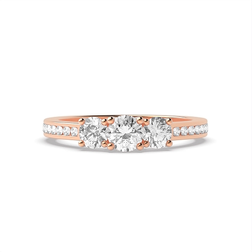 Rose Gold Shoulder set Trilogy Engagement Rings