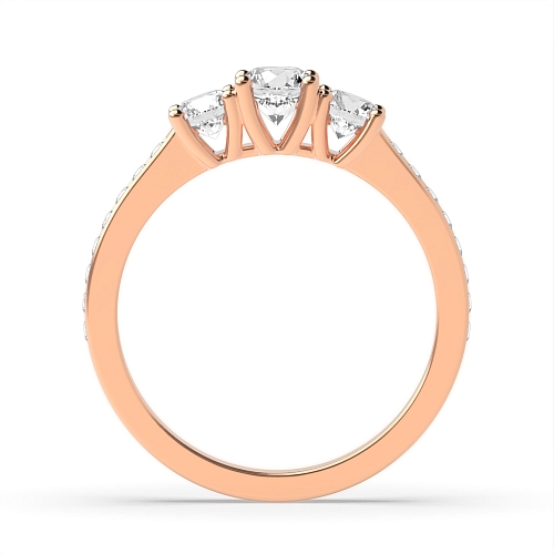 Rose Gold Shoulder set Trilogy Engagement Rings