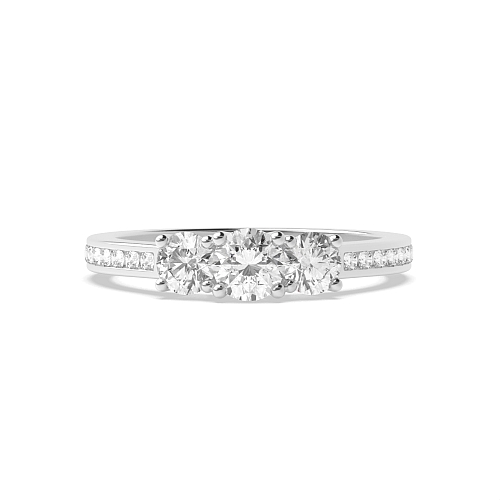 4 Prong White Gold Shoulder Set Three Stone Diamond Ring